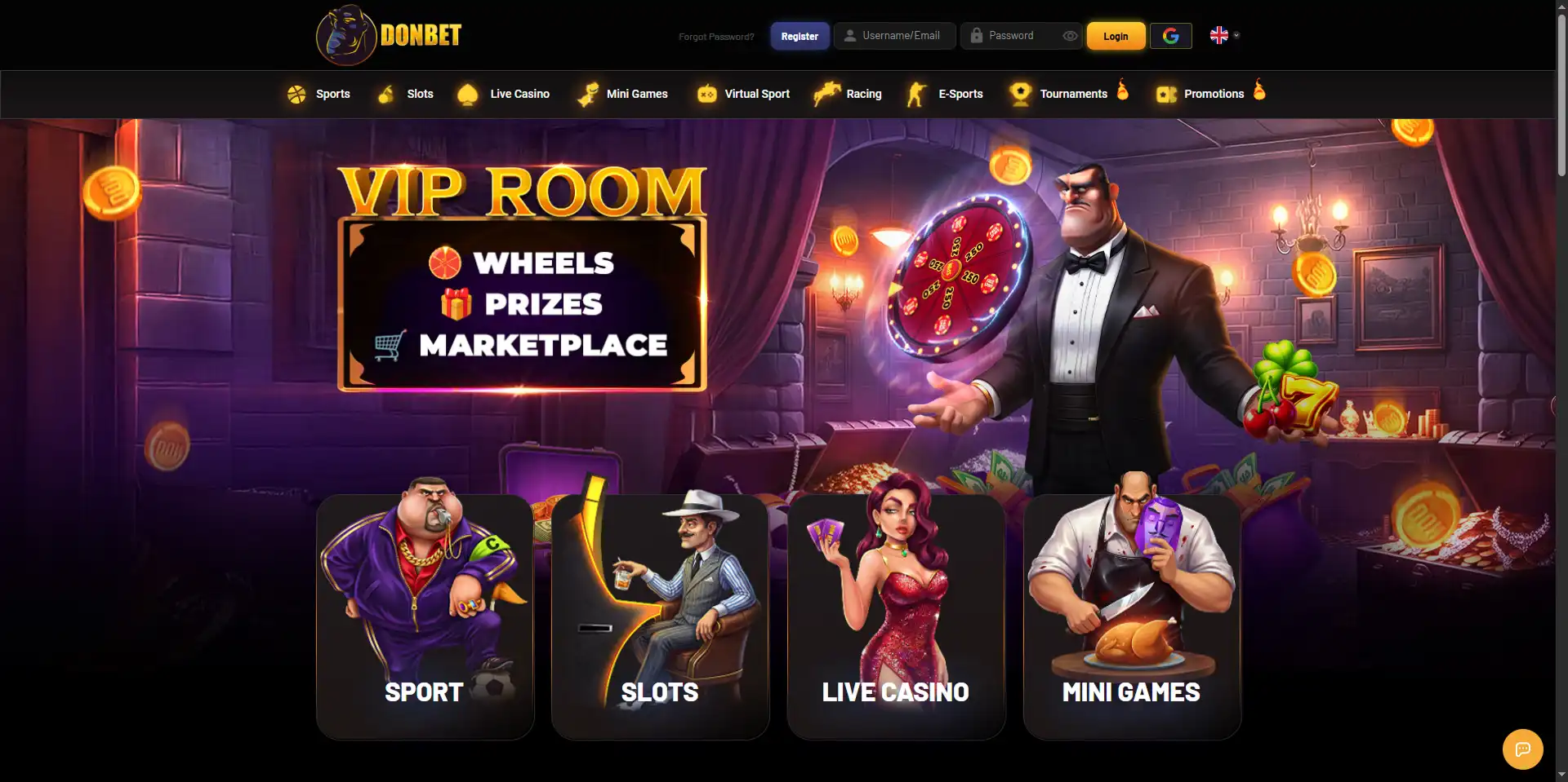 Current Donbet casino and sportsbook interface
